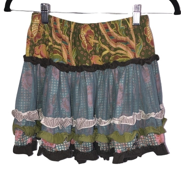 MATILDA JANE Skirt Girls Size 10 Green Multicolor Ruffle - Picture 4 of 10